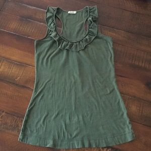 Anthropologie (ogle) Ruffle Racerback Tank. Olive